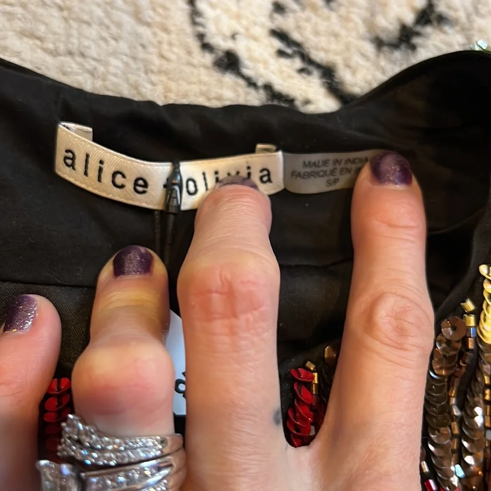 SOLD NWT Alice + Olivia Sequin & Beaded Jacket with Multi Colored Block Small - Picture 10 of 15